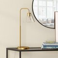 Henn & Hart 11.88 in. Henderson Brass Arc Table Lamp with Clear Glass Shade TL1125